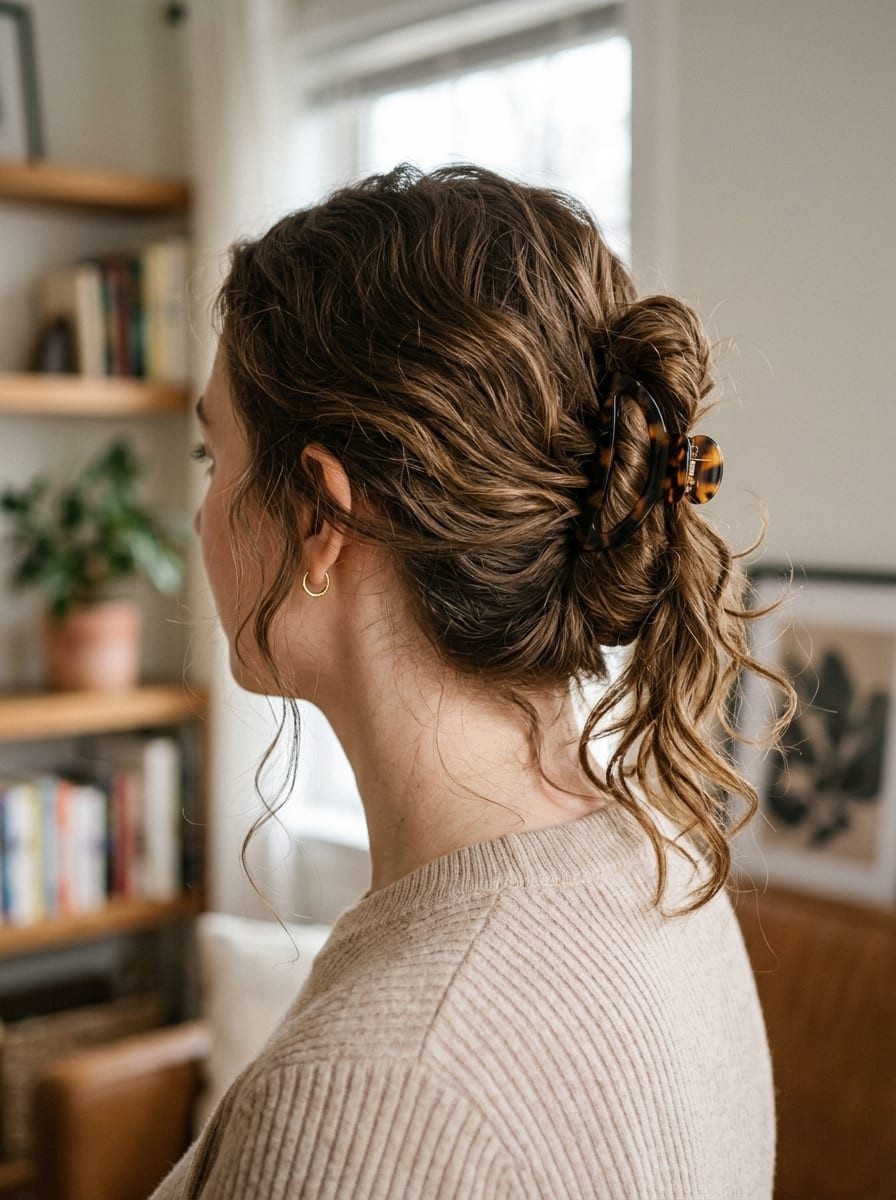 Claw Clip mit welligen Längen - Frisur für wellige Haare